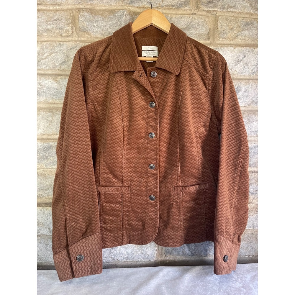 Christopher & Banks Brown Textured Corduroy Stretch Jacket Womens Medium